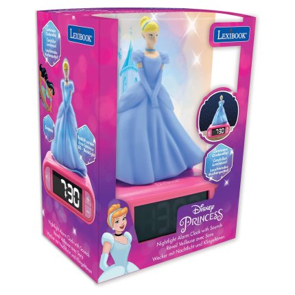 Budík s nočním 3D světlem Disney Princezna Popelka