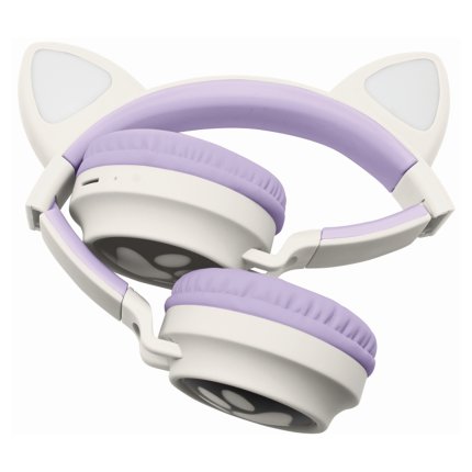 Kabellose Kopfhörer mit leuchtenden Katzenohren