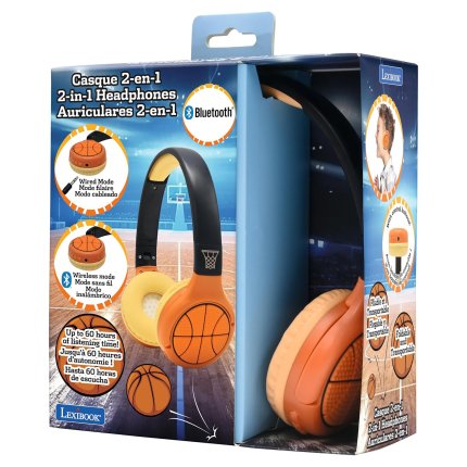 Skládací bezdrátová sluchátka v basketbalovém designu