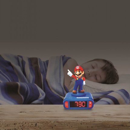 Budík s 3D figurkou Super Mario
