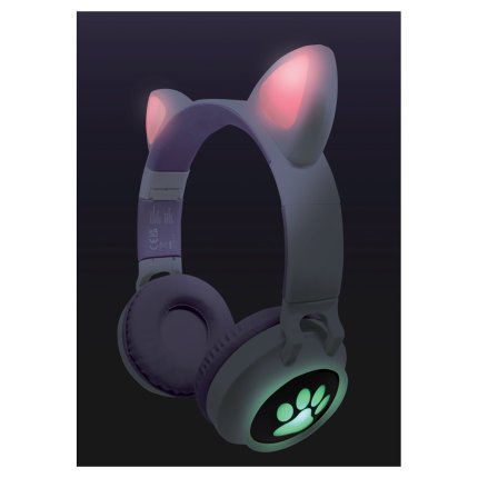 Kabellose Kopfhörer mit leuchtenden Katzenohren