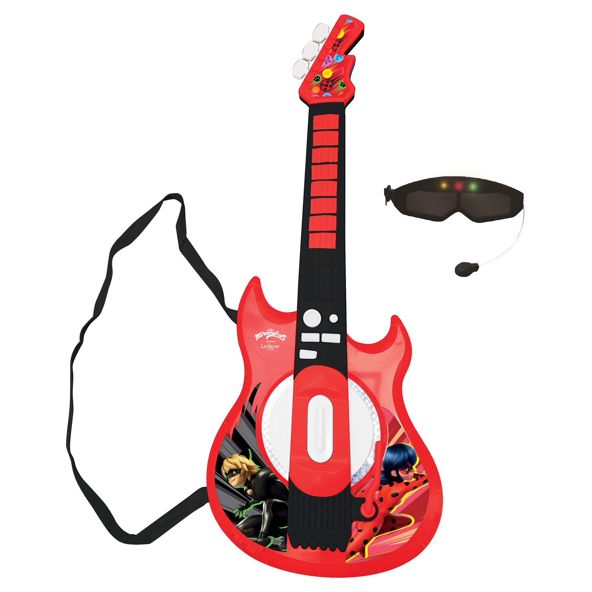 Lexibook Elektronická kytara s brýlemi Miraculous: Kouzelná Beruška a Černý kocour