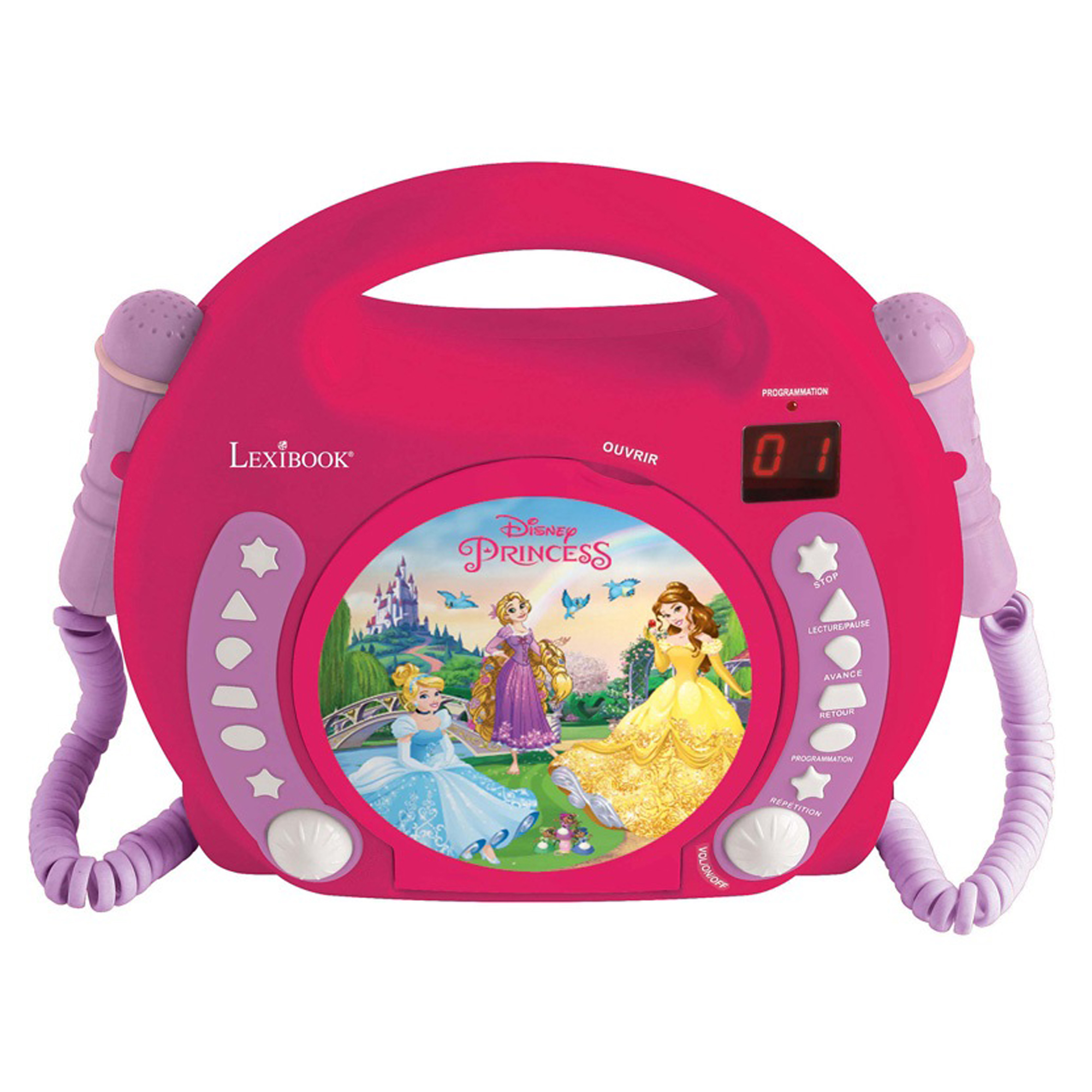 Lexibook Přenosný CD přehrávač se 2 mikrofony Disney Princezny
